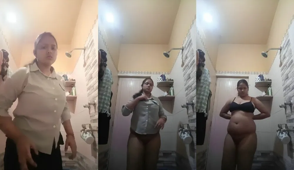 Chubby Tanker Striping Shirt In Bathroom And Showing