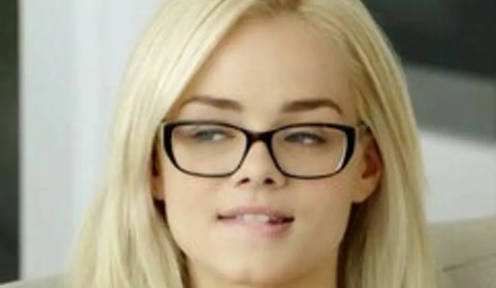 Thin blonde coed Elsa Jean slobbers all over black massive cock