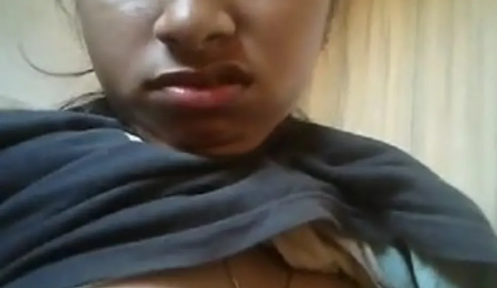 Collage girl showing her cute boobs