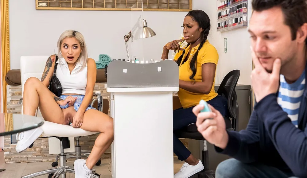 Sneaky Vibrator Leads To Salon Sex - HotAndMean - Avery Black And Ebony Mystique